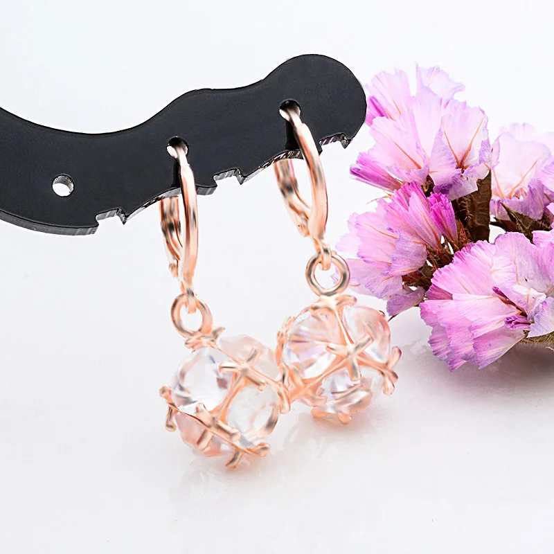 1pair Gold Color Shiny Beautiful Ball CZ Cubic Zirconia Dangle Earrings Jewelry 4 Colors Choose Drop Ship | Украшения и