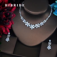 hibride beautiful flower design cz stone jewelry sets for women bride necklace set wedding bride dress accessories gifts n 377