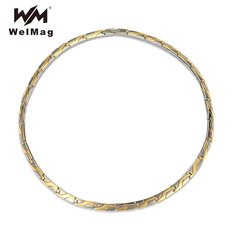 

WelMag Fashion Magnetic Necklaces Therapy Arthritis Relief Gold Color Titanium Chains Necklaces For Women Mother's gift