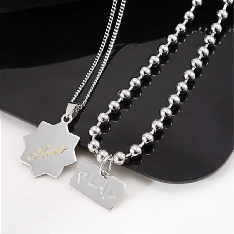 

New double layer necklace European and American hip hop jewelry female fashion retro accessories alloy pendant