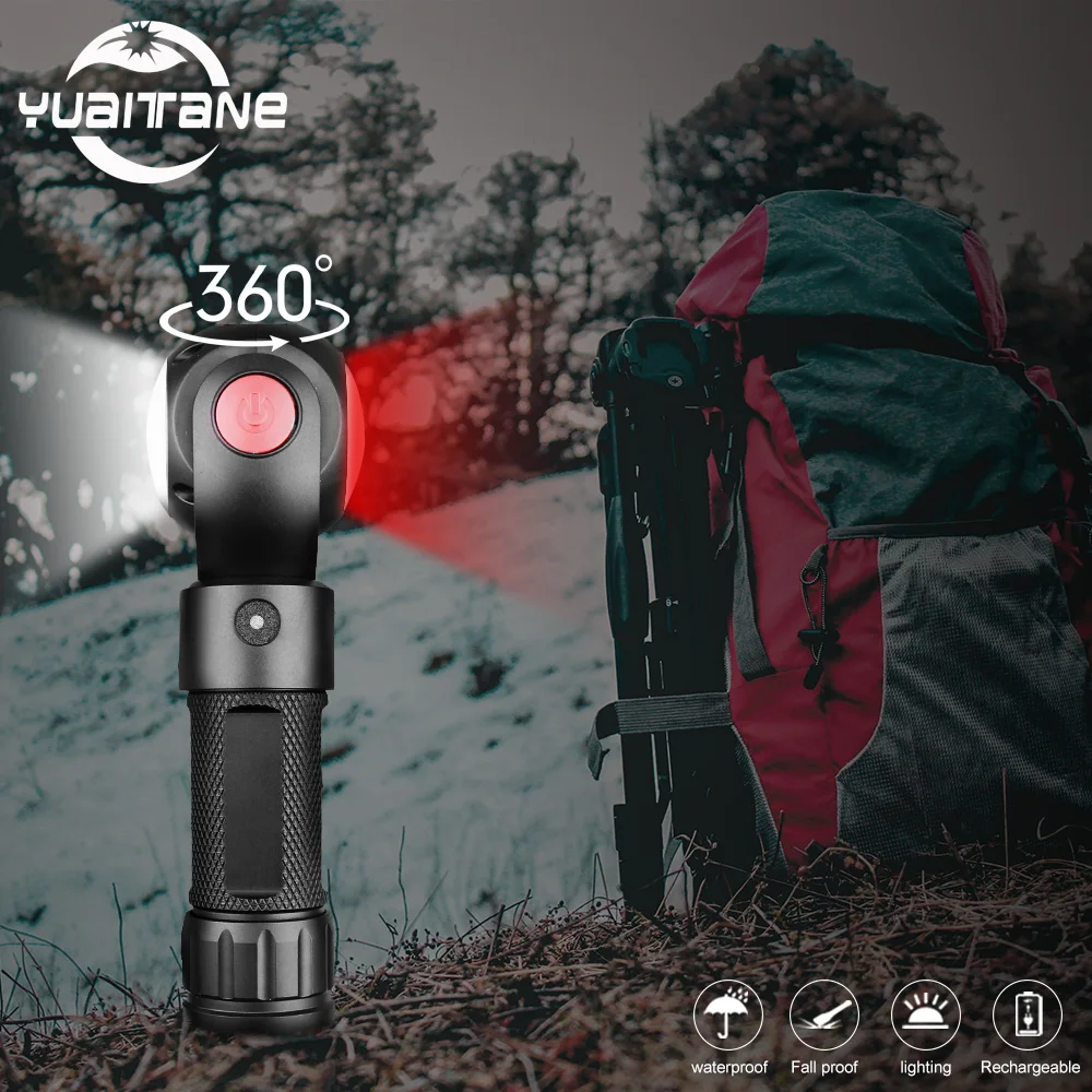 

Светодиодный фонарик 360 градусов T6 + фонарь COB 8000LM водонепроницаемый красный белый свет магнит светодиодный фонарь для наружного использования 18650 или 26650 аккумулятор