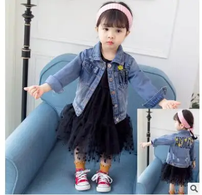 Новинка 2017 корейское джинсовое платье для девочек ковбойская стирка модная