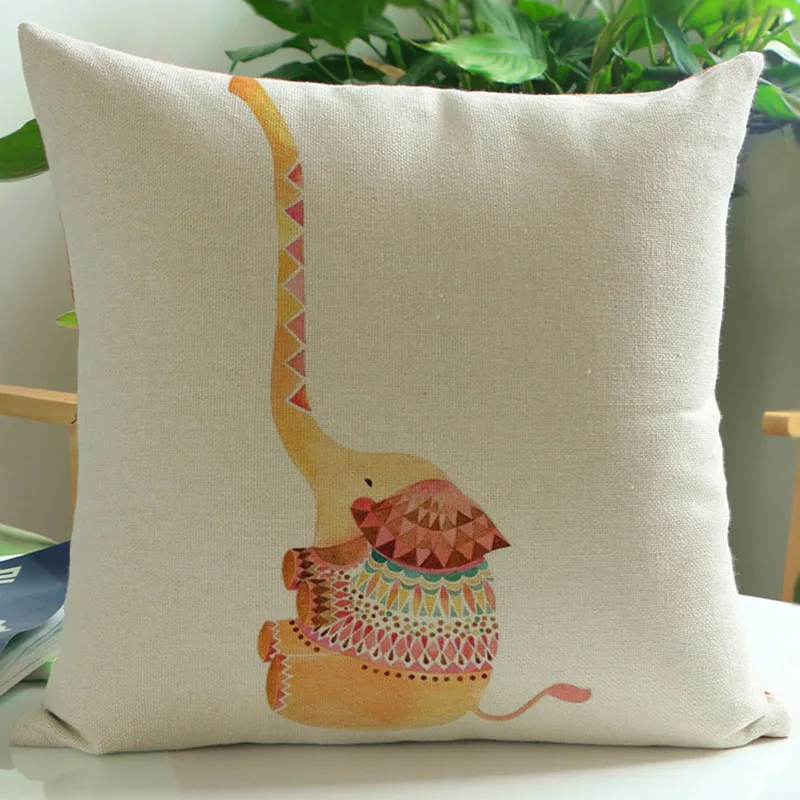 Современный творческий акварель животных печати хлопка белье с коротким бархат