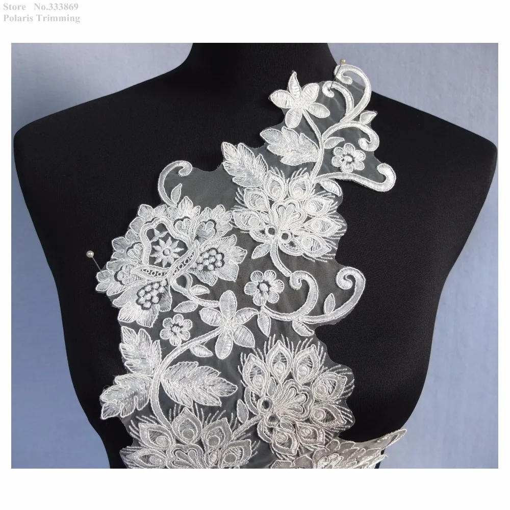 Бесплатная доставка 1 шт. аппликация кружевная отделка из цветов слоновой