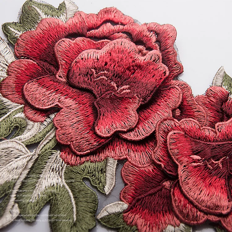 Трехмерные пионы компьютерная вышивка тканевые наклейки нашивка для одежды