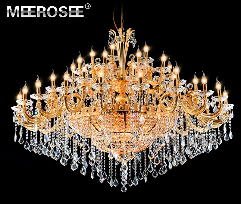 Gorgeous Crystal Chandelier Light Fixture Classic Golden Hotel Project Large Crystal Lamp Lustres Lighting 100% Guarantee