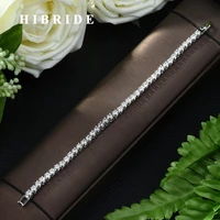 hibride fashion white gold color round aaa cubic zircon chain link tennis bracelet for elegant women party jewelry b 87