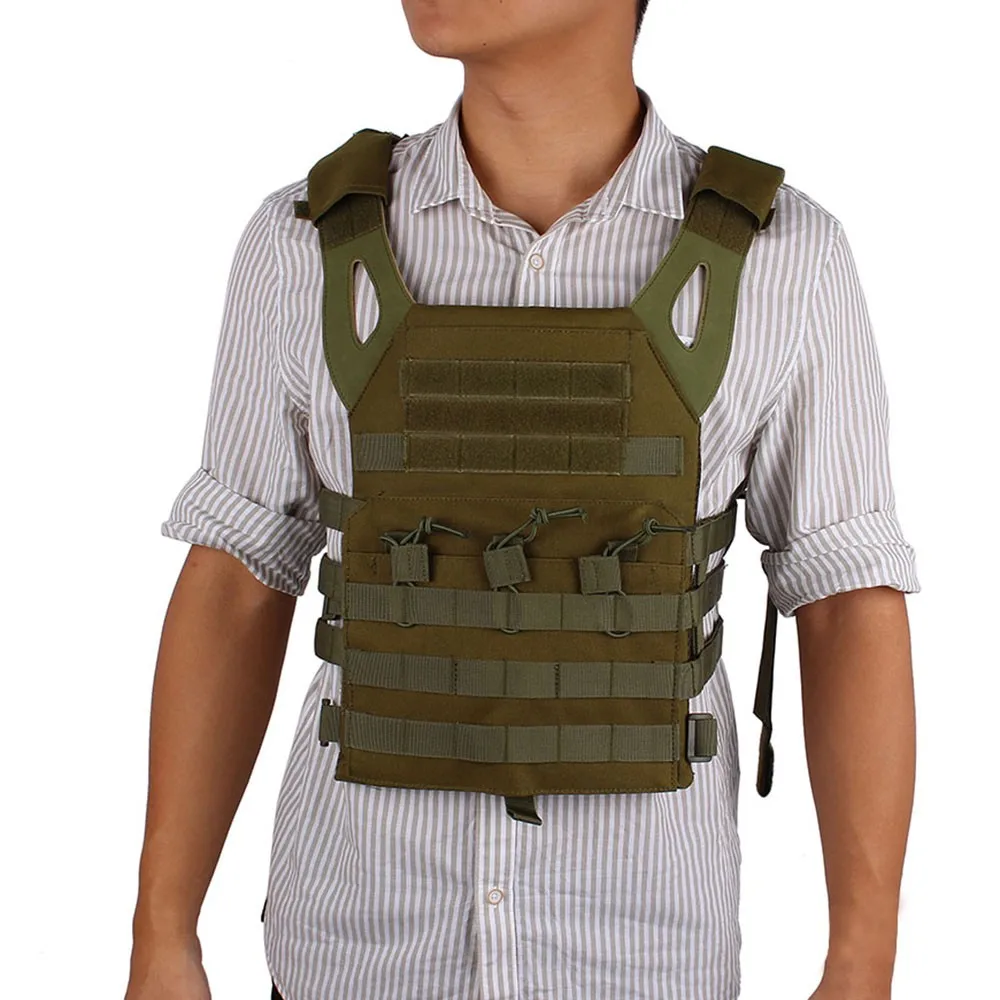 Green Тактический охотничий жилет Molle для мужчин, Пейнтбольный боевой защитный жилет CS, Регулируемый легкий тренировочный жилет, охотничье снаряжение - Цвет: Green