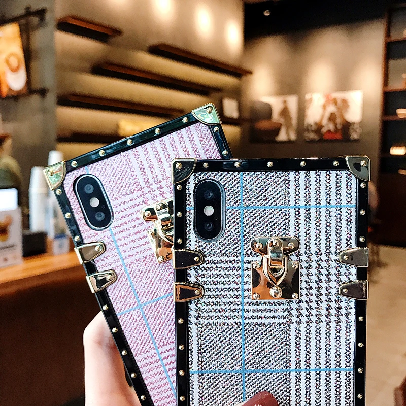 GYPHCA Роскошные блестящие металлические квадратные чехлы для телефонов iPhone X 6 7 8