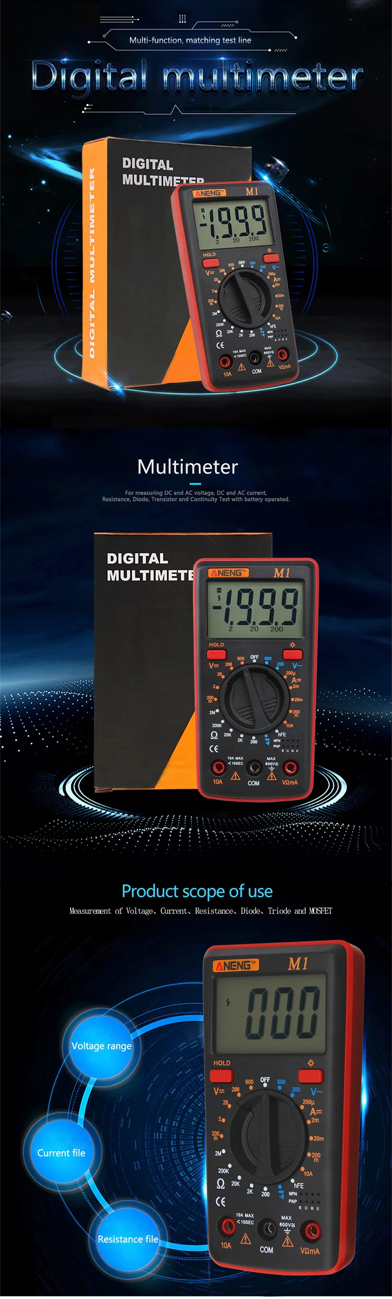 ANENG Цифровой мультиметр M1 красный Multimetro esr Транзистор тестер цифровой RM Mastech uni Многофункциональный измеритель влажности Sanwa Multimetre F050