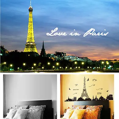 DIY Family Removable Paris City Eiffel Tower Art Decal Mural Bedroom Wall Sticker Vinyl Room Decor Stickers | Дом и сад