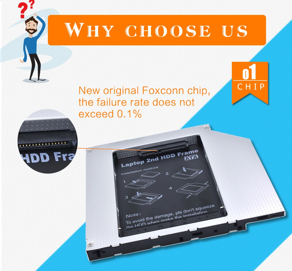 TISHRIC HDD Caddy 9,5 мм IDE адаптер DVD HDD корпус жесткого диска для 2,5 SSD чехол Optibay 9,5 мм CD-ROM Универсальный алюминиевый