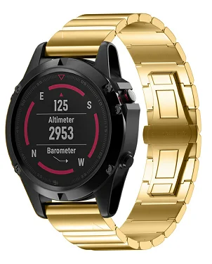 Наручных gps-часов Garmin Fenix 5X металлический ремешок для часов Ремешок для часов для Fenix 3/Fenix 3 HR/D2 Чарли/десент MK1 Нержавеющая сталь Сменные наручные часы - Цвет ремешка: Gold