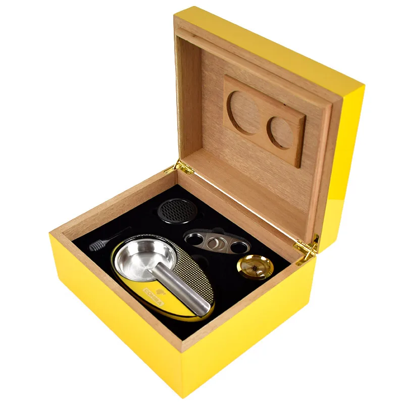 COHIBA фортепиано отделка кедровая коробка для сигар с сигары Пепельница и резак