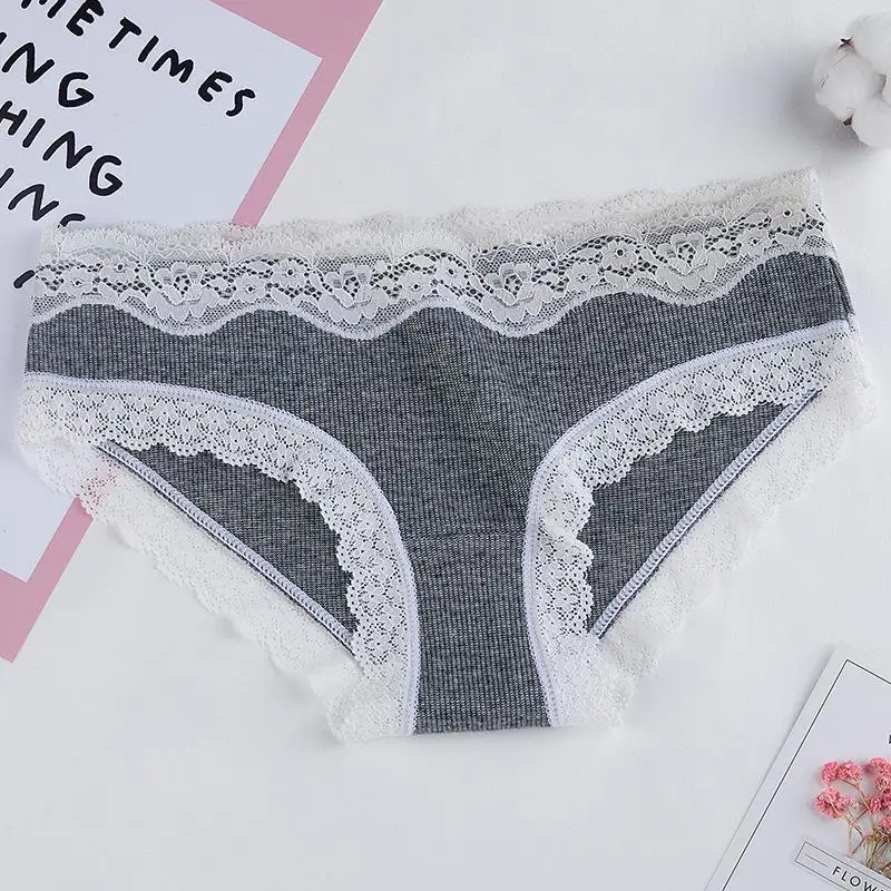Женские кружевные хлопковые трусы в японском стиле эластичные мягкие