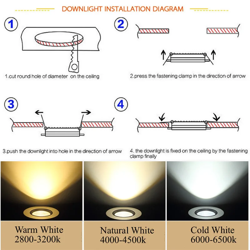 Черный белый серебристый золотой корпус с регулируемой яркостью 3 Вт