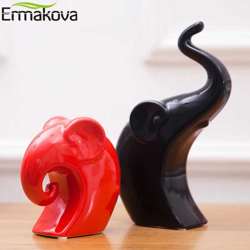 ERMAKOVA 2 шт. керамический слон фарфор животное двойное семейство богатство