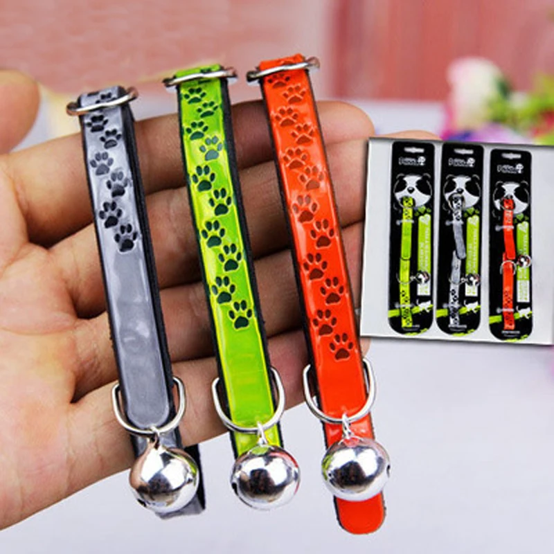 Paw Reflective Dog Cat Traction Rope Haulage Necklace Pet Leash Retractable cats Collar Chain Collars With Bell | Дом и сад
