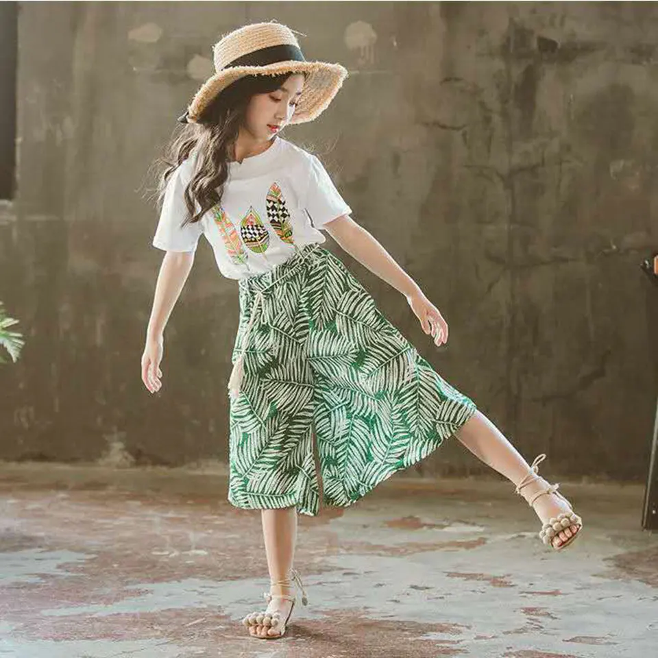 Новое летнее платье для маленьких девочек Комплект из 2 предметов футболка и