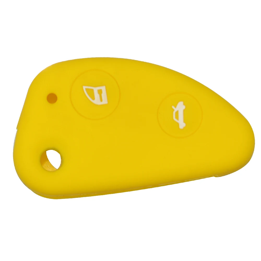 Yellow OkeyTech силиконовый 2 кнопки флип складной пульт дистанционного управления авто ключ крышка чехол оболочка мягкие защиты для Alfa Romeo 147 156 166 GT JTD TS - Название цвета: Yellow