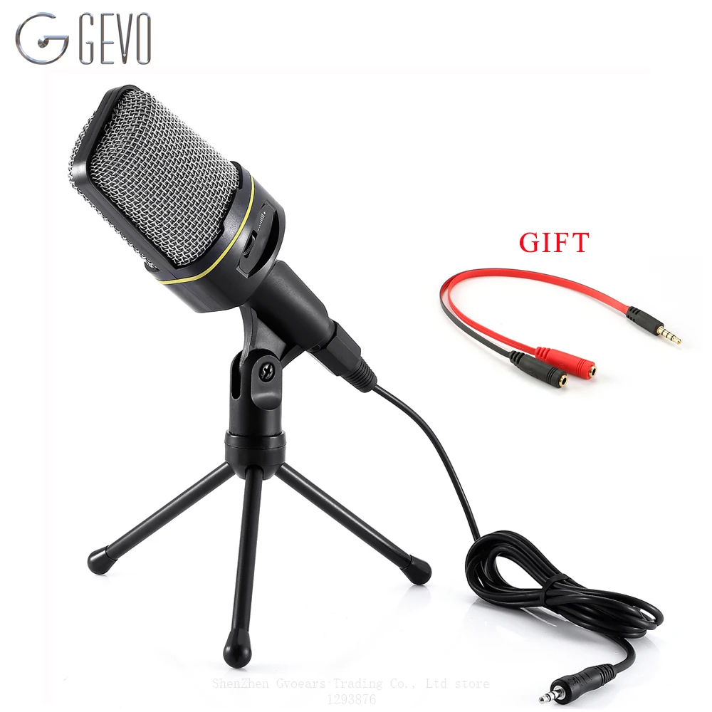 

GEVO SF-920 Computer Microphone Pofessional 3.5mm Wired Handheld Microphone With Stand For Phone Recording Pc Chat MSN Skype