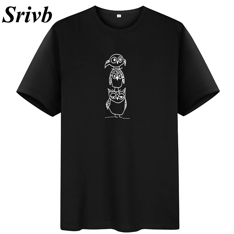 Женская хлопковая Футболка с рисунком Совы Srivb Повседневная Свободная футболка