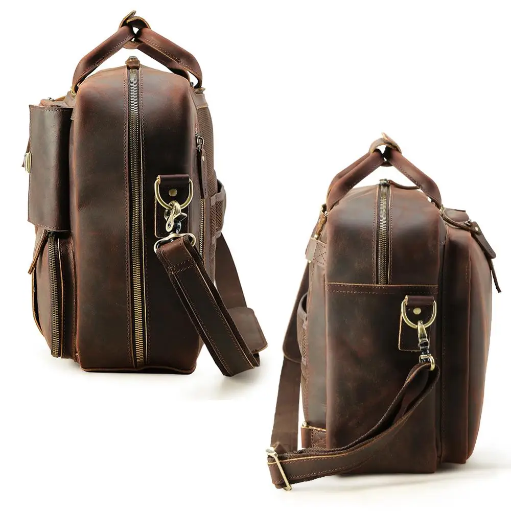 Роскошный большой кожаный мужской портфель Tiding Crazy Horse деловая