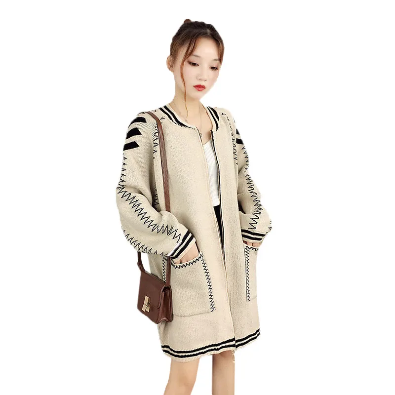 Medium Long Women Knitted Cardigan Autumn New Loose Large Size Sweater Coat 2019 Spring Casual Female Knitwear Tops Jacket FC106 |