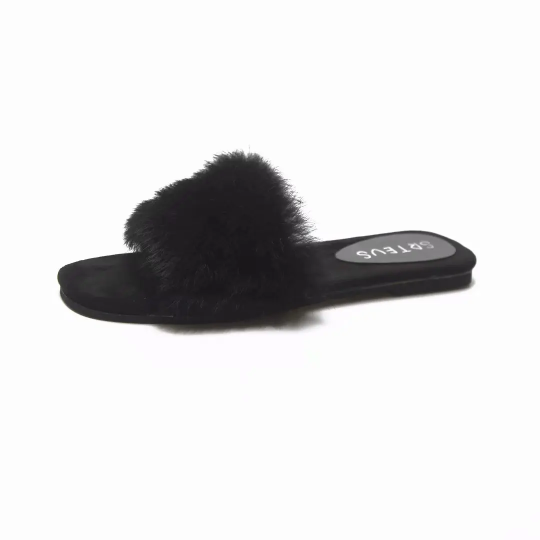 2018 модные меховые тапочки удобные пушистые Теплая обувь 4 цвета флок из флока на