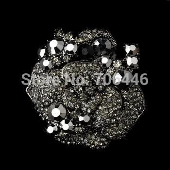 2 &quotэлегантный Копченый черного цвета с украшением в виде кристаллов цветочной