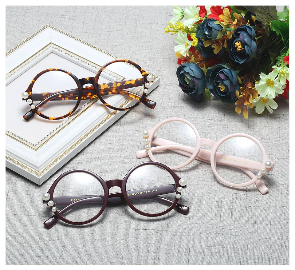 Круглые очки с тремя жемчужинами, женские сексуальные стильные очки CCSPACE, брендовые дизайнерские оптические модные компьютерные очки 45631