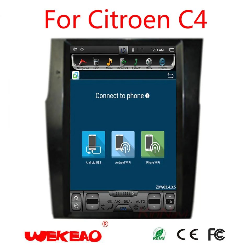 Wekeao 12 1 &quotСенсорный экран Авто Стерео автомагнитолы для Citroen C4 2012 2016 dvd плеер Тесла