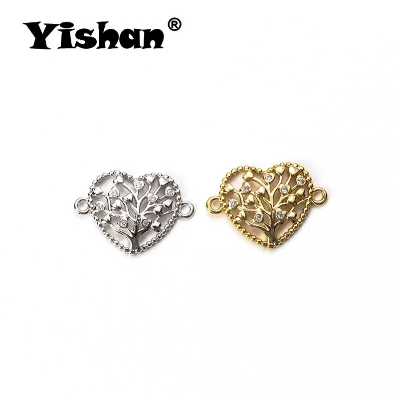 Yishan Heart Tree Charms Zircon Crystal Micro Copper Connector Bracelets Necklace Jewelry Findings EY5543 | Украшения и