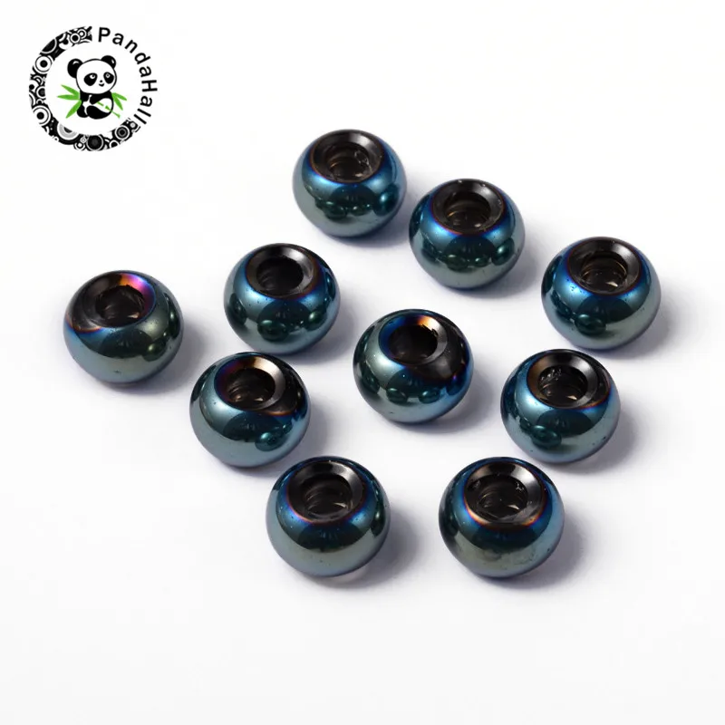 

pandahall 10-20 pcs Large Hole Rondelle Glass European Beads for DIY Jewelry Bracelets Bangles Making 15x10mm Hole: 5mm