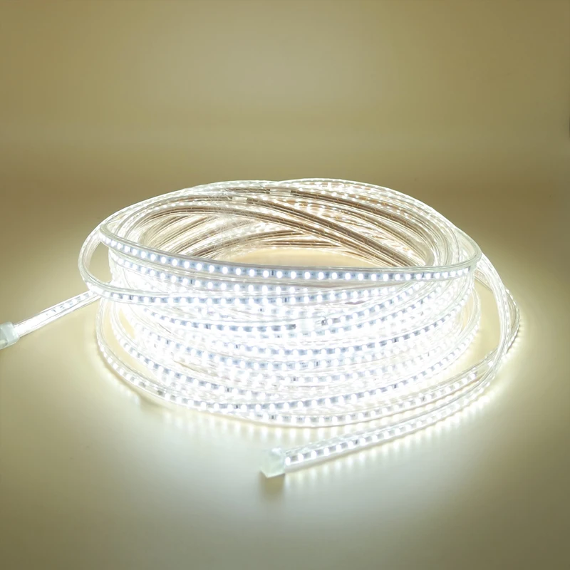 Гибкая светодиодная ленсветильник 220 В SMD 3014 120LED/m с теплым белым светом