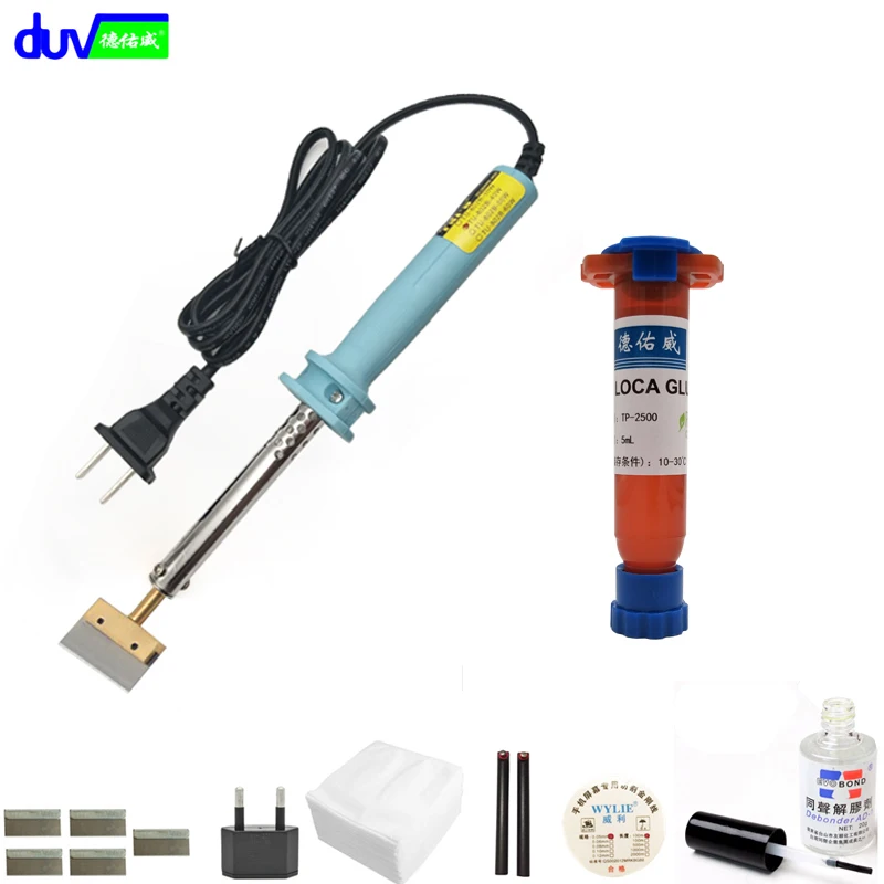 

DUV TP -2500 UV glue Optical Clear Adhesive dispergator + solder iron Hot Blade Decal Remover glue LCD touch screen repair