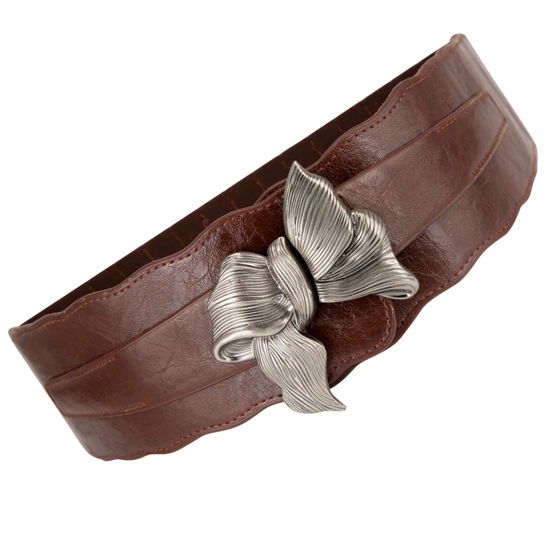 Винтажный пояс из натуральной кожи эластичный с бантом и пряжкой зимняя одежда