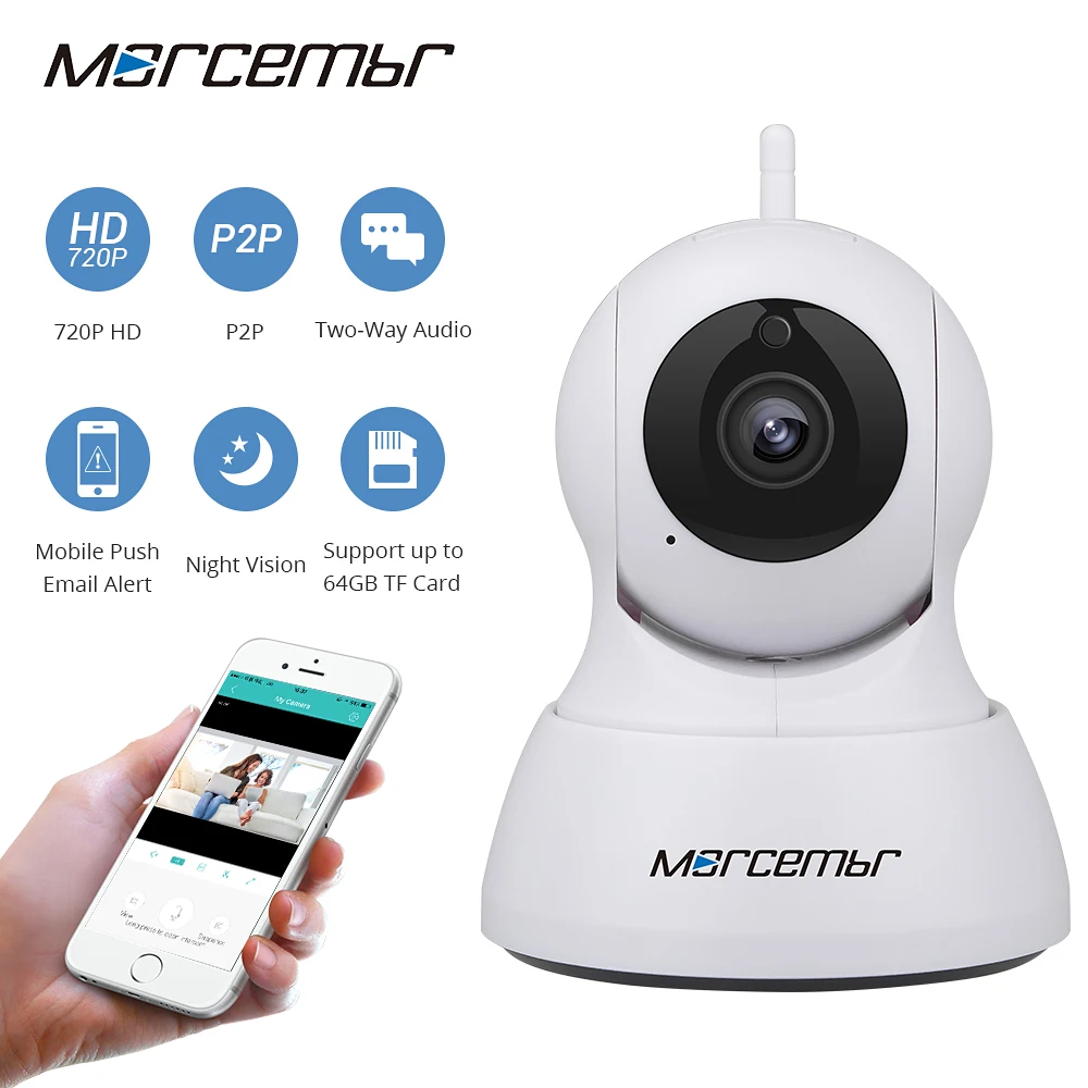 Morcembr P2P 1.0MP IP Camera Wireless Mini Video Wifi 720P Security Surveillance CCTV Cameras Android iPhone OS Access | Безопасность и