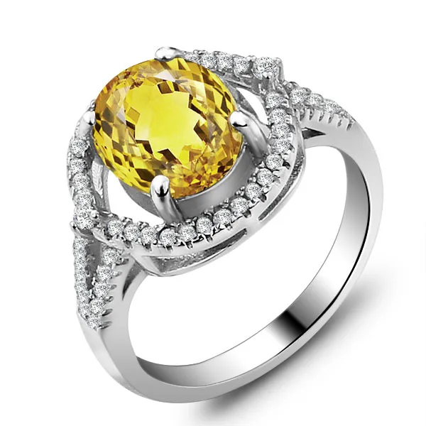 Прекрасно ну вечеринку ювелирные изделия природный цитрин кольцо игристое 925