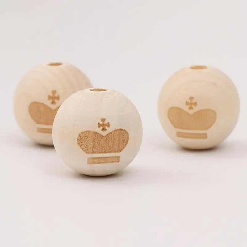 crown 20pcs 20 шт натурального дерева космические бусины с узорами ремесла DIY Украшения из ткани бисера ювелирных изделий браслет подарок аксессуары - Цвет: crown 20pcs
