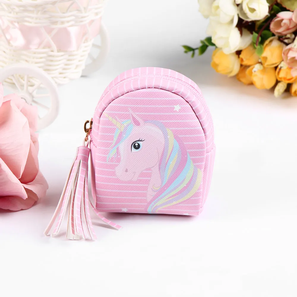 Подарок для девочки Kawaii малыш Единорог кошелек в виде животного женский мини кошелек из искусственной кожи с кисточками ключи сумка на молнии Органайзер Сумка
