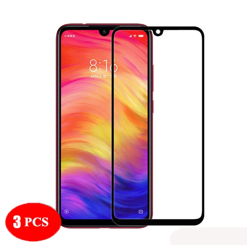 Полное покрытие из закаленного стекла для Xiaomi Redmi Note 7 защитная пленка для экрана Защитное стекло для Xiaomi Redmi Note 7 Note 7Pro - Цвет: 3 pack