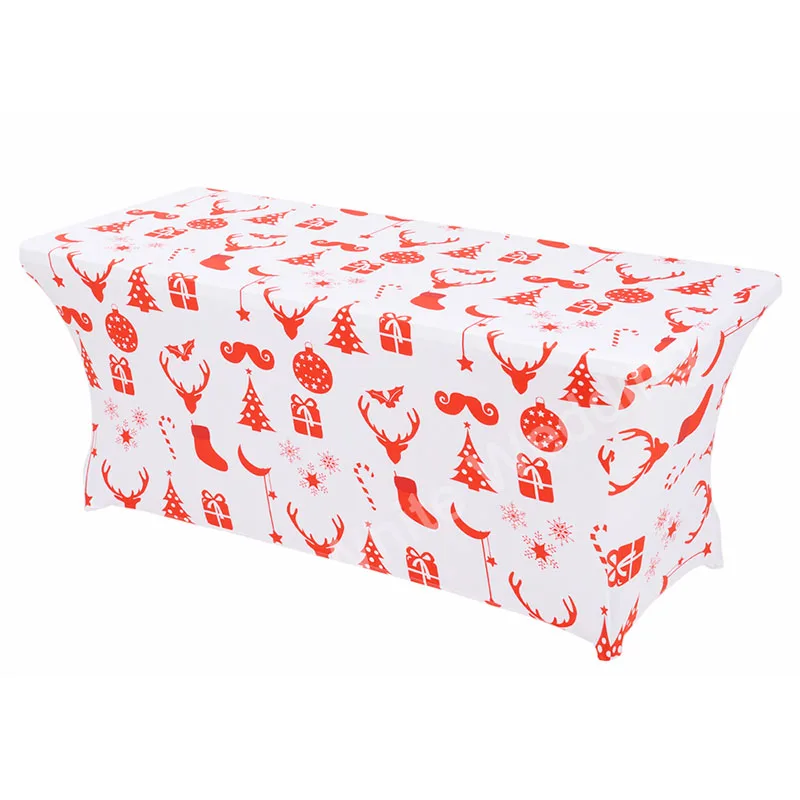 Haorui Christmas Decoration 6 ft. Rectangular Spandex Table Cover Fitted Stretch Tight Cloth Tradeshows Vendors | Дом и сад