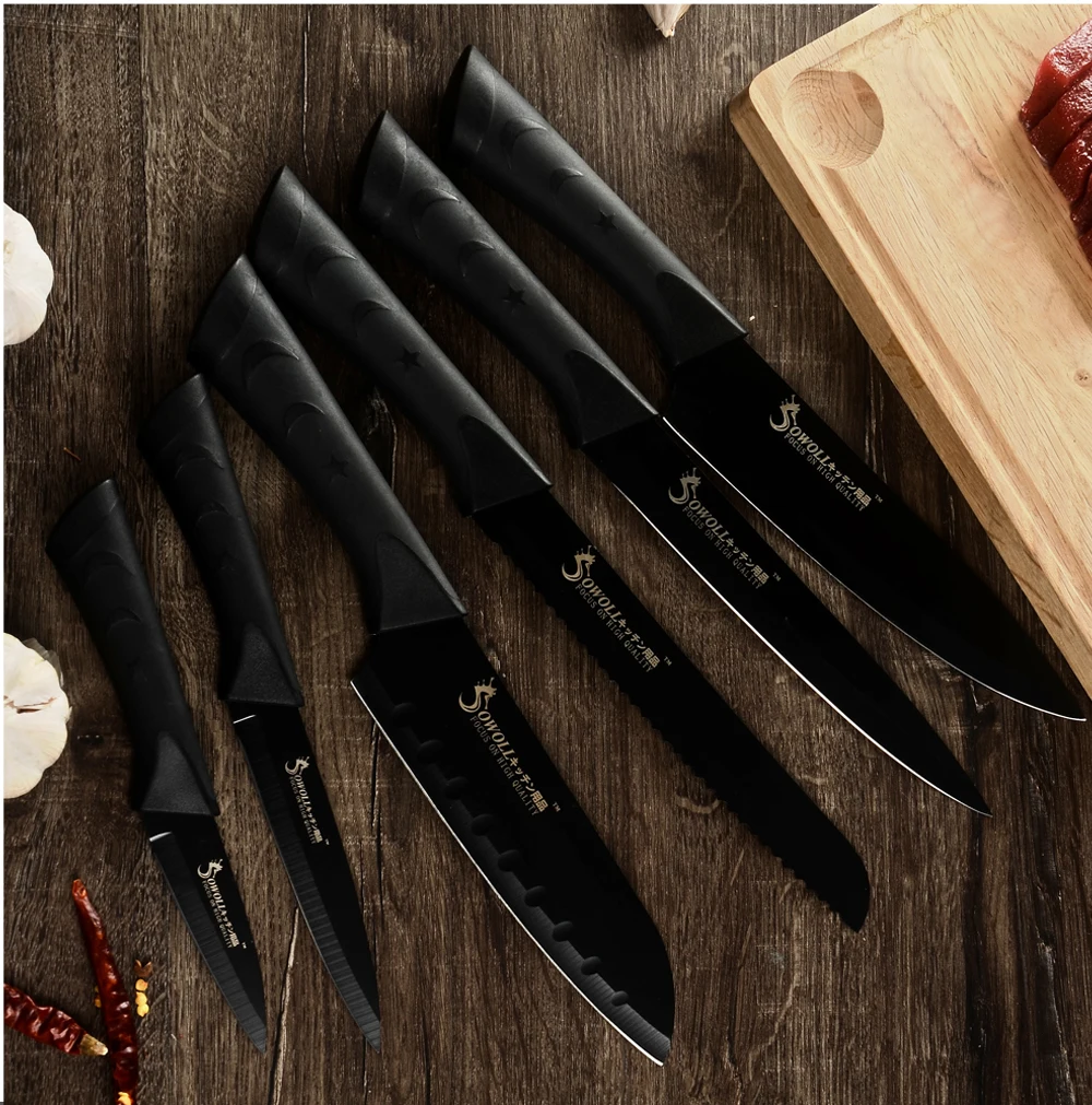 SOWOLL Нержавеющая сталь Кухня Ножи 3,5 ''5 ''7''8'' Обстрагывая утилита Santoku нарезки хлеба мясной нож шеф-повара рыбы Кухня гаджеты