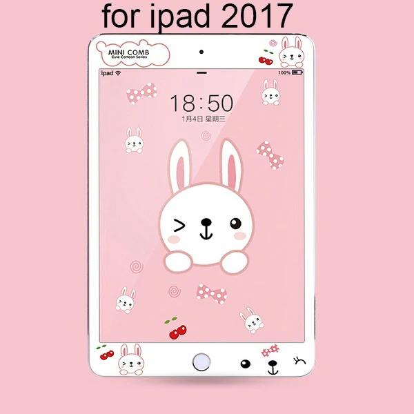 Rabbit for iPad 2017 Цветное полное покрытие из закаленного стекла для ipad 2/3/4 9 H, Защитная пленка для экрана Apple ipad 9,7 дюйма - Цвет: Rabbit for iPad 2017