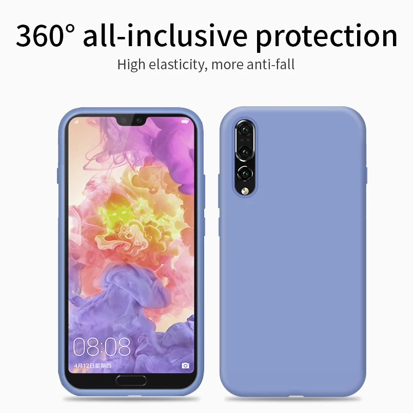 Силиконовый чехол для телефона huawei P20 Оригинальный жидкий Мягкий силиконовый