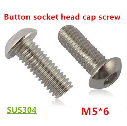 

100pcs ISO7380 M5*6 Hexagon socket Button Head Cap Screw 304 Stainless steel m5x6 Mushroom Allen head Round Machine screws Bolts