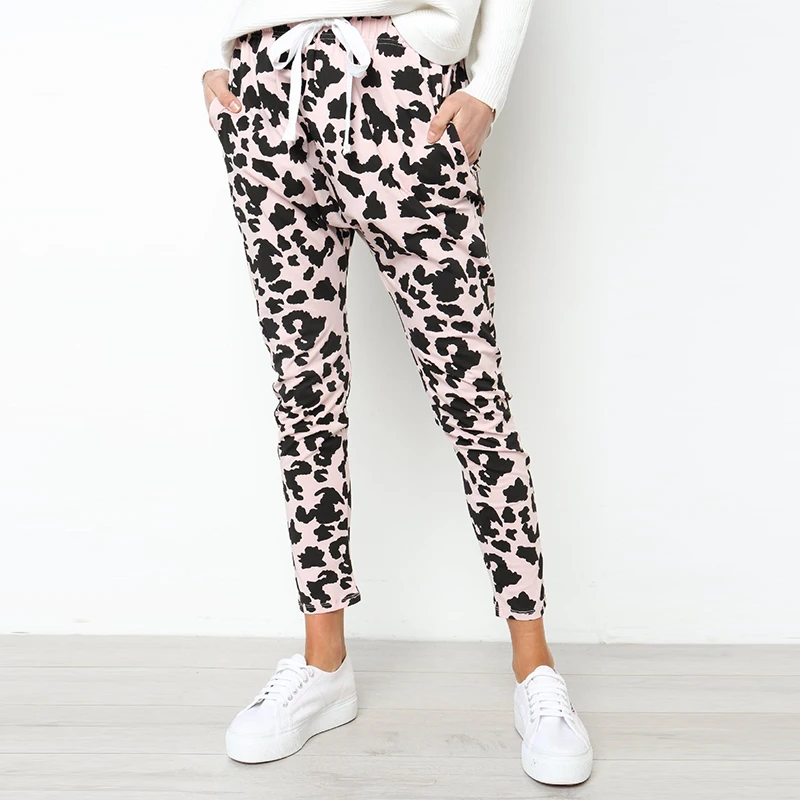 CHRLEISURE Pantalon Femme свободные леопардовые брюки с принтом женские повседневные Модные