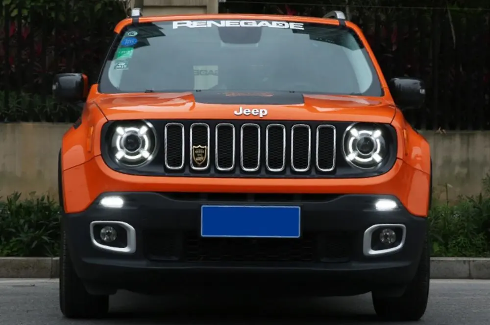

Osmrk led drl daytime running light clearance light with dim control + yellow moving turn signal for Jeep renegade 2014-2016
