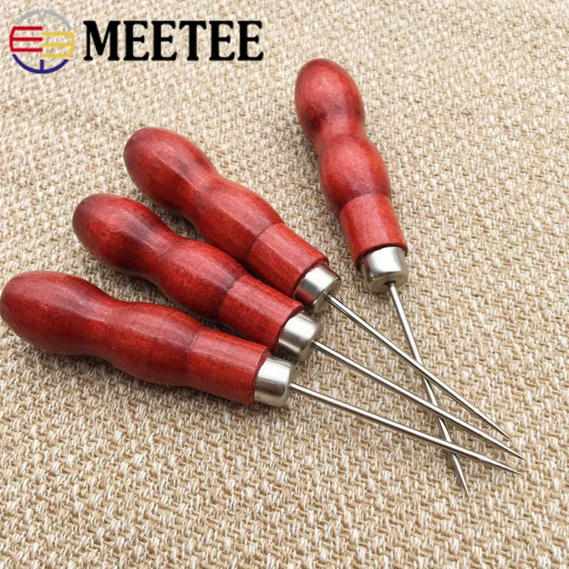 Meetee 10 шт. Тыква Awl тысячи прямое сверло деревянная ручка DIY кожа двойная ручной